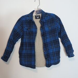 The Children's Place Sherpa Lined Shacket Jacket Snap Front Plaid